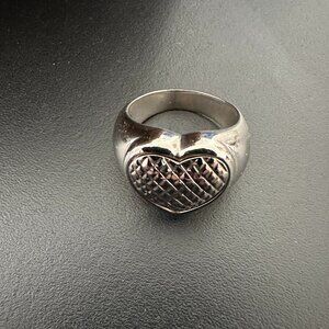 Sterling Silver Padded Heart Ring - Size 8